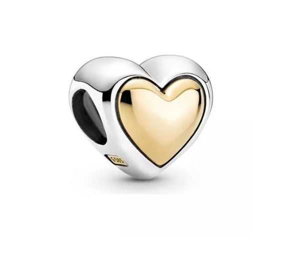 Charm Plata S925 Corazón Mom Dorado