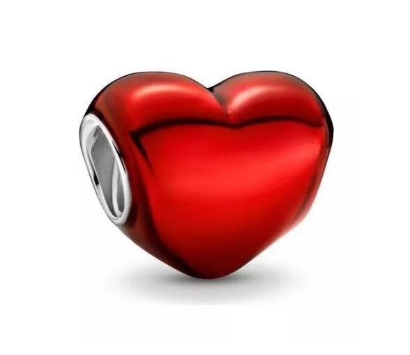 Charm Plata S925 Corazón Rojo