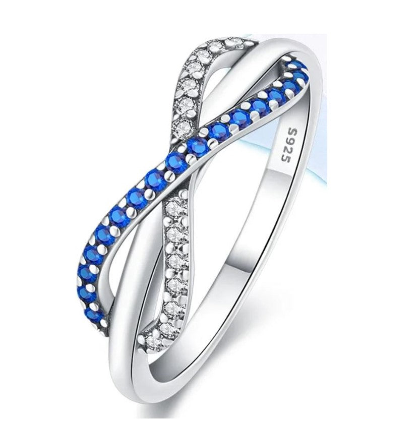 Anillo Plata S925 Infinito Azul