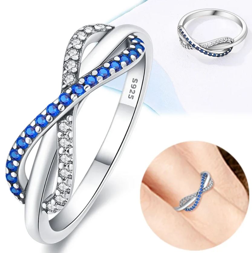 Anillo Plata S925 Infinito Azul