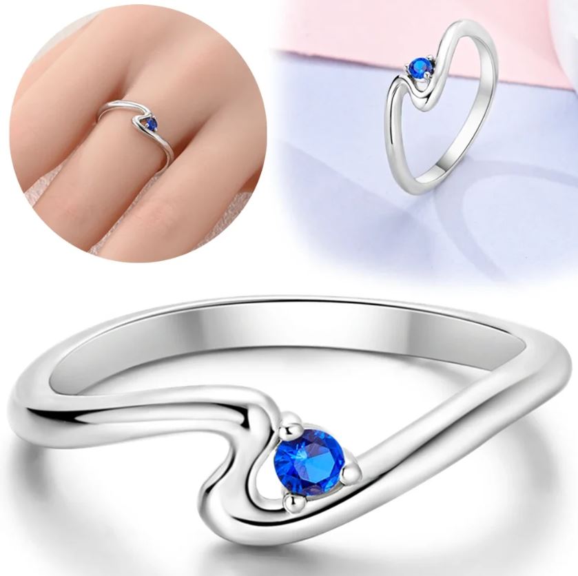 Anillo Plata S925 Onda Azul
