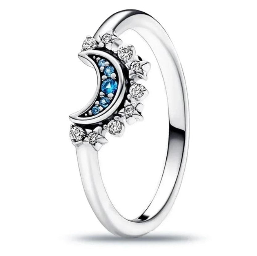 Anillo Plata S925 Luna Plateada