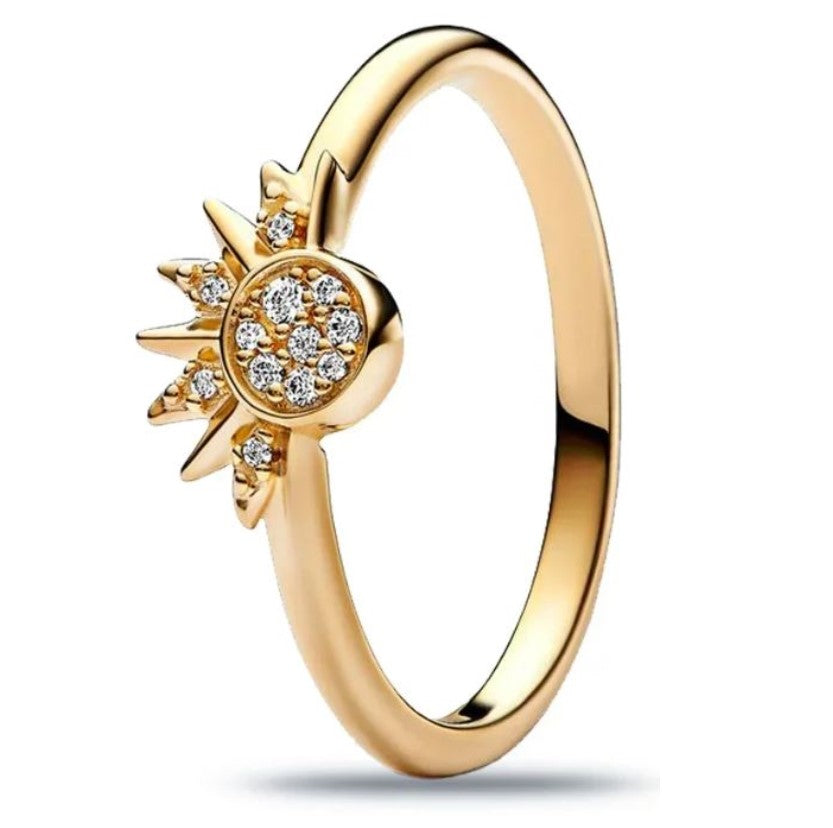 Anillo Plata S925 Sol Dorado