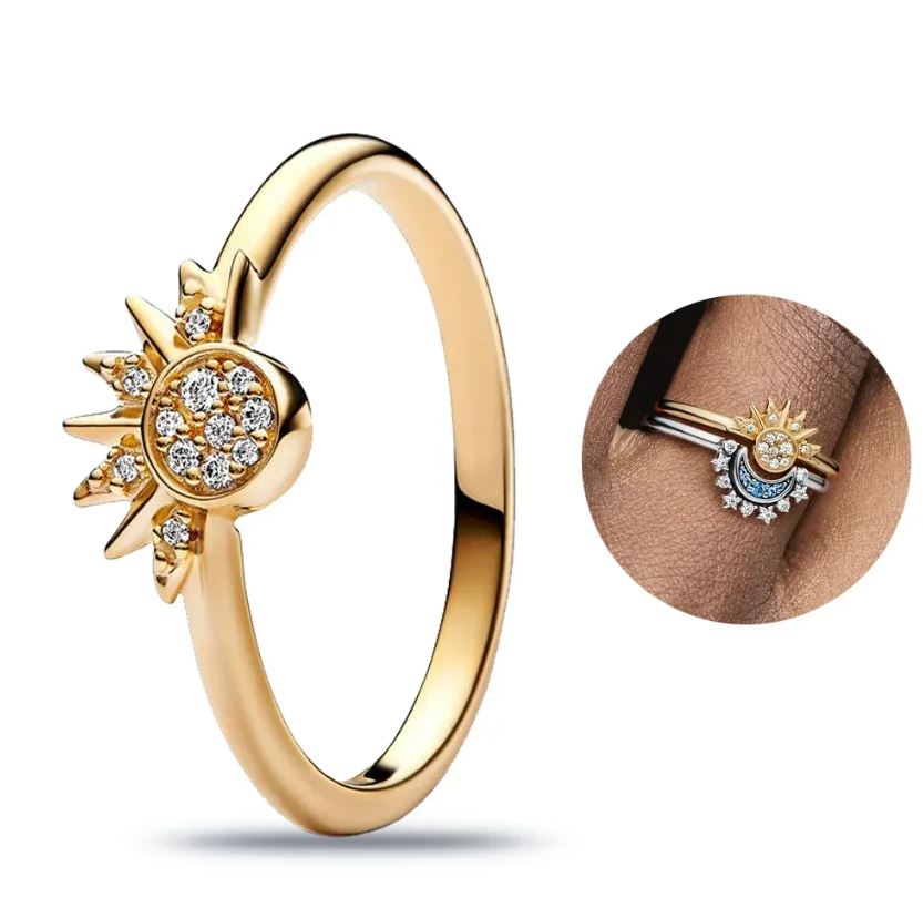 Anillo Plata S925 Sol Dorado