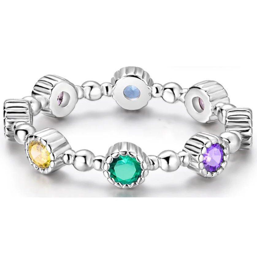 Anillo Plata S925 Colores Circular