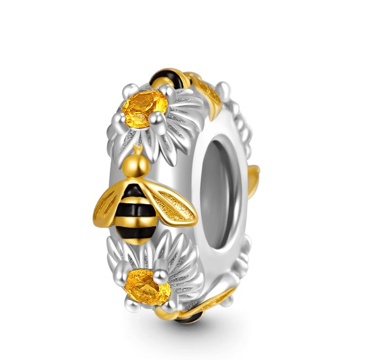 Charm Plata S925 Charm Abejas Círculo