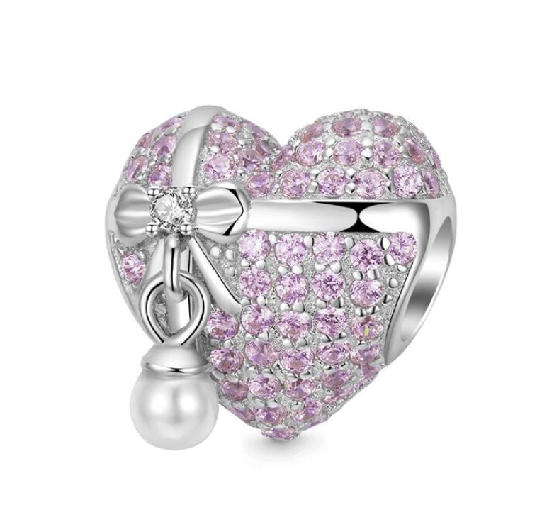 Charm Plata S925 Corazón Perla