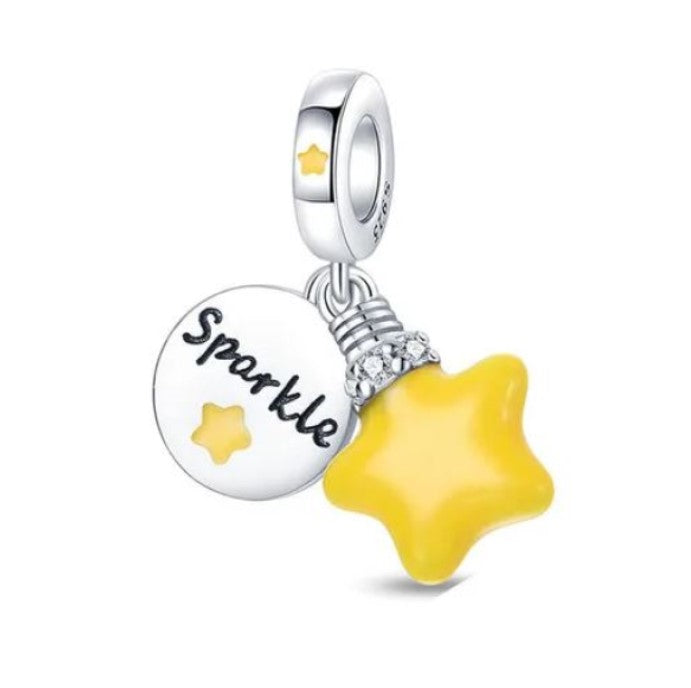 Charm Plata S925 Estrella Brilla Oscuridad