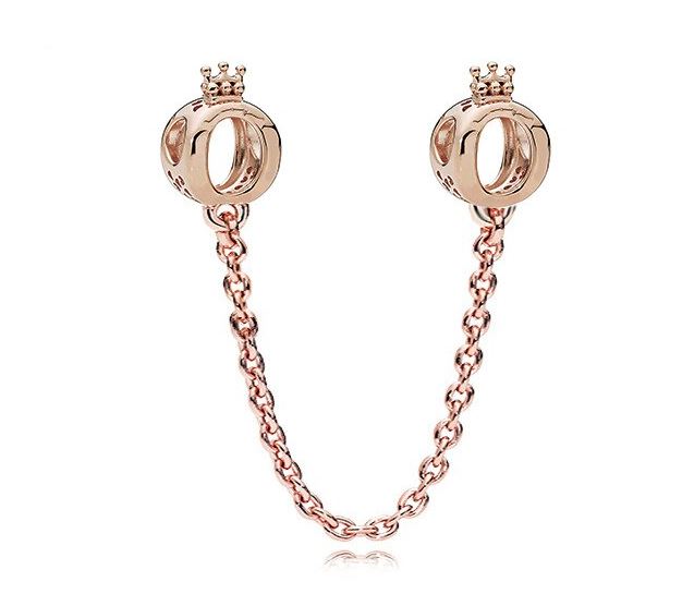 Cadena de Seguridad Plata S925 Coronas Rose Gold