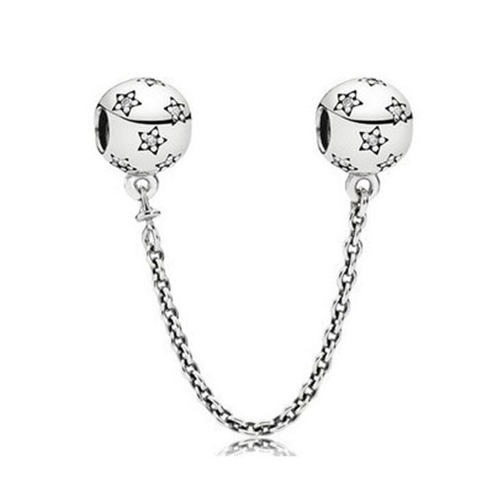 Cadena de Seguridad Plata S925 Estrellas Esfera