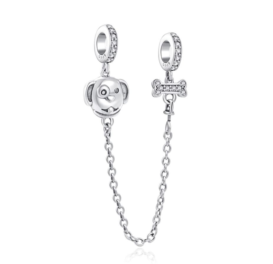Cadena de Seguridad Plata S925 Perro Hueso