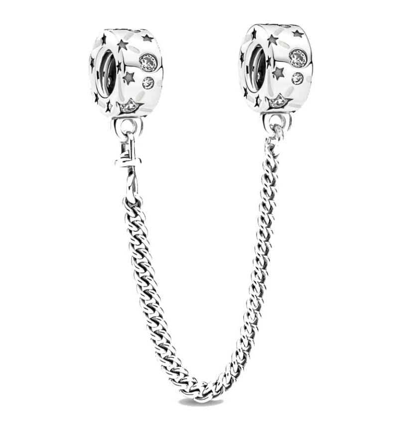 Cadena de Seguridad Plata S925 Cilindro Estrella