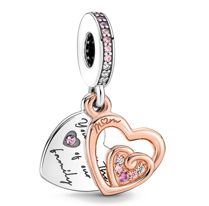 Charm Plata S925 Corazones Mom