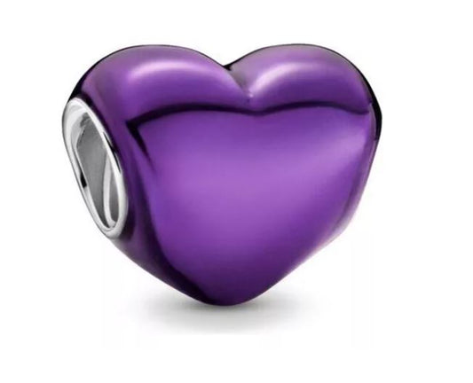 Charm Plata S925 Corazón Morado