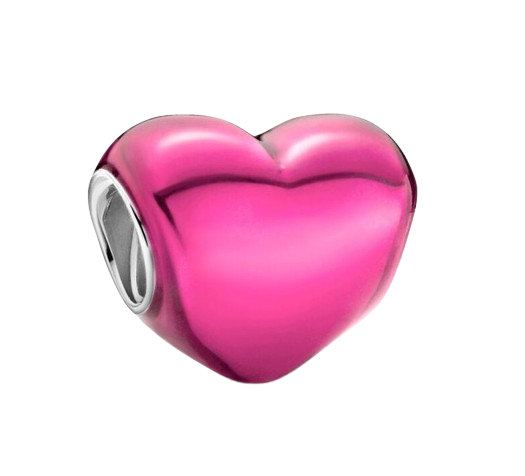 Charm Plata S925 Corazón Rosa