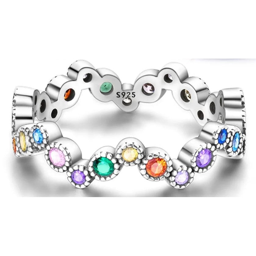Anillo Plata S925 Zigzag Colores