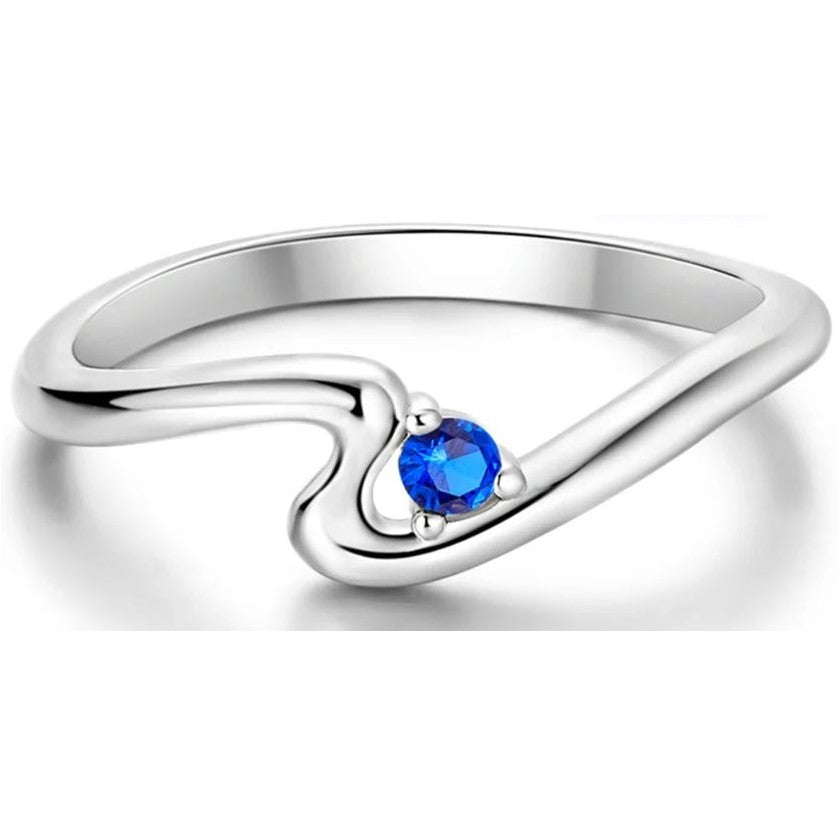 Anillo Plata S925 Onda Azul