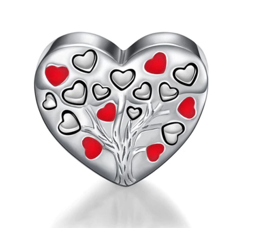 Charm Plata S925 Corazón Árbol