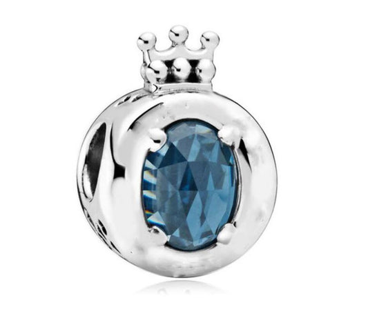 Charm Plata S925 Corona Azul