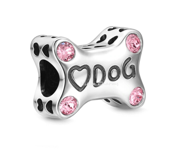 Charm Plata S925 Hueso Dog