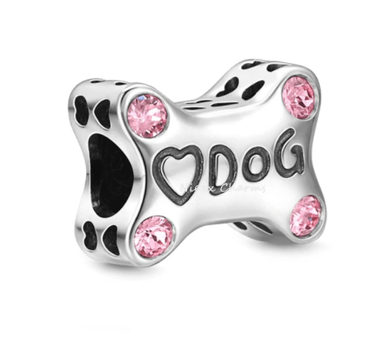 Charm Plata S925 Hueso Dog