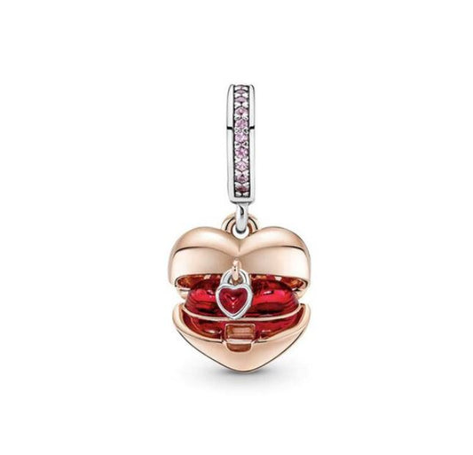 Charm Plata S925 Corazón Cofre