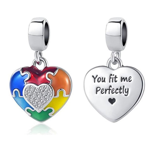 Charm Plata S925 Corazón Colores