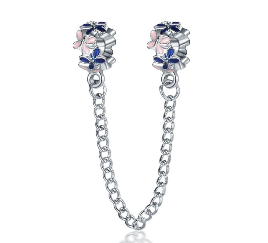 Cadena de Seguridad Plata S925 Mariposas Bicolor