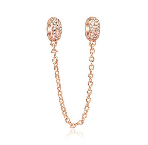 Cadena de Seguridad Plata S925 Círculos Rosado