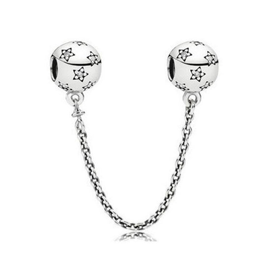 Cadena de Seguridad Plata S925 Estrellas Esfera